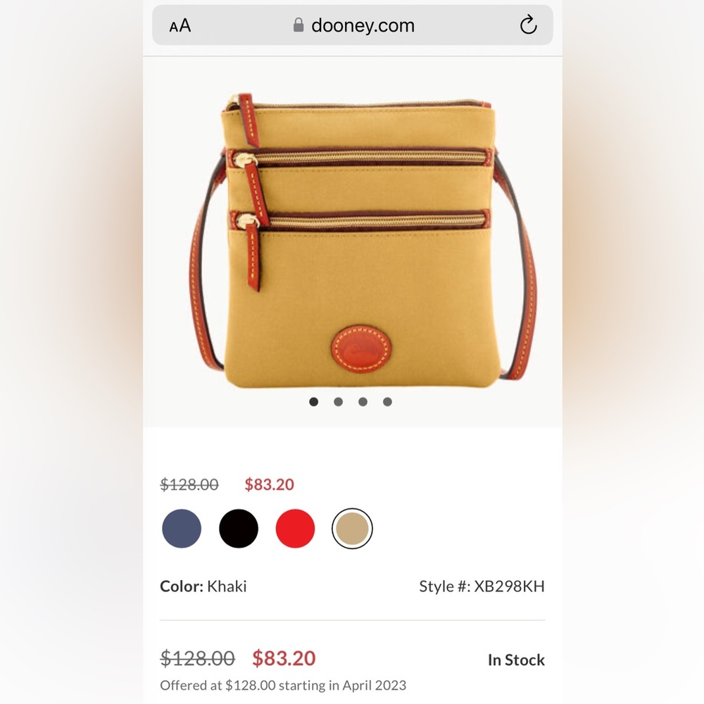 Dooney & Bourke Khaki North/South Triple Zip